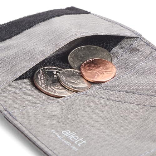 Image of Allett Trifold Wallet, Charcoal Grey | Nylon, RFID Blocking | Slim, Minimalist, Water Resistant, Thin, Front Pocket | Holds 2-12 Cards, Flat Bills, Receipts & Coins | For Men & Women