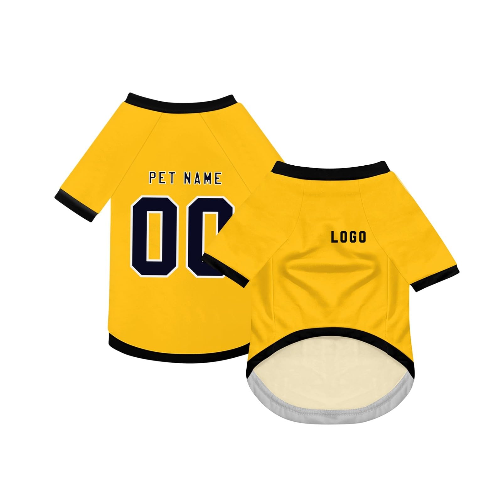 Personalized Pet Soccer T-Shirt Custom Name Number Team Logo Moisture Wicking Lightweight Football Jersey for Puppies Kittens Daily Walking & Outdoor Playtime Yellow