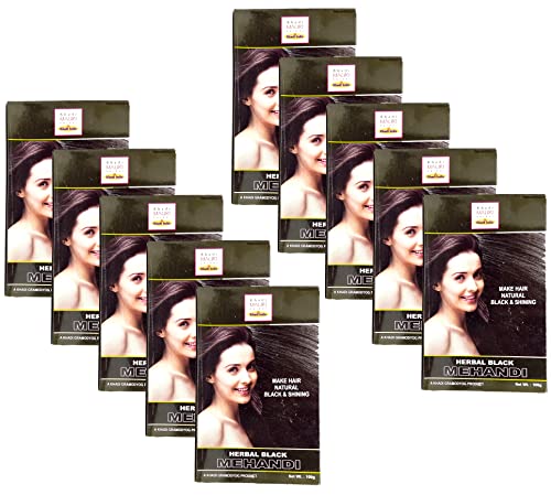 Image of Khadi Mauri Black Herbal Mehndi,Pack of 10, 100 Grams each(Total 1000 Grams)