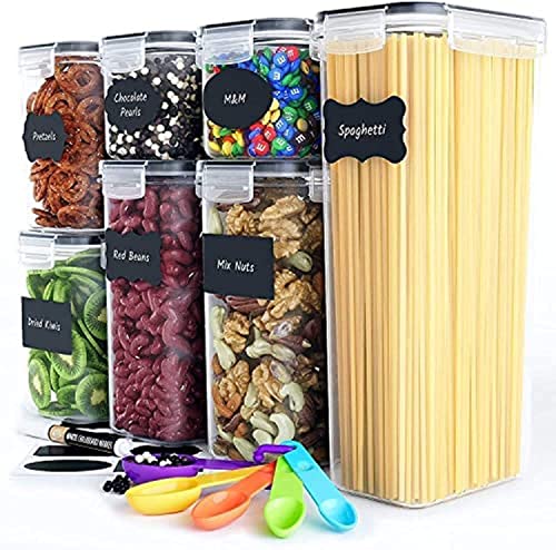 Chef's Path Set de Botes de Cocina Alimentarios Herméticos 7 Piezas - Sin BPA - Cajas de Almacenaje de Plástico con Tapa Duradera Ideales para Almacenaje de Cocina - Etiquetas, Marcador y Medidores Cover