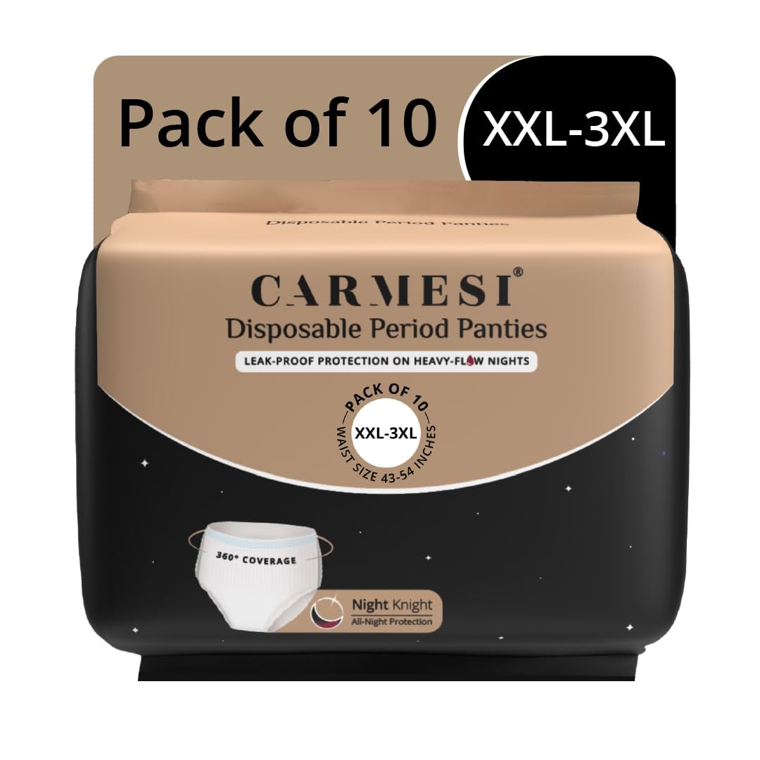 Carmesi Disposable Period Panties for Women - Pack of 10 (XXL-3XL) | 360° Protection for Super Heavy Flow | Leak Proof & No Rashes | Maternity Panties | All Night Protection | Ultra Absorbent Core