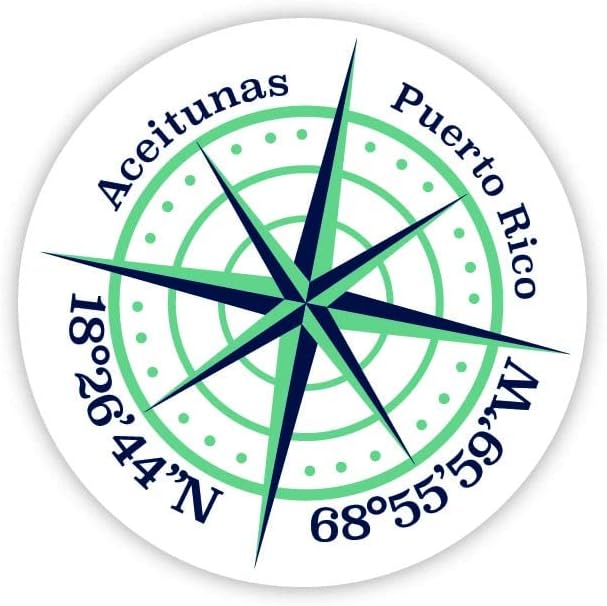 Miniatura 1 de Aceitunas Puerto Rico 4-Inch Fridge Magnet Latitude Longitude Compass Design