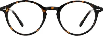 TIJN Blue Light Blocking Glasses Men Women Vintage Thick Round Rim Frame Eyeglasses