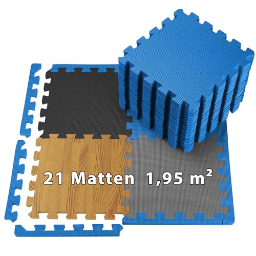 ALPIDEX 1,95 m² Bodenschutzmatte 21 Stück 30x30x1 cm Schutzmatten Set...