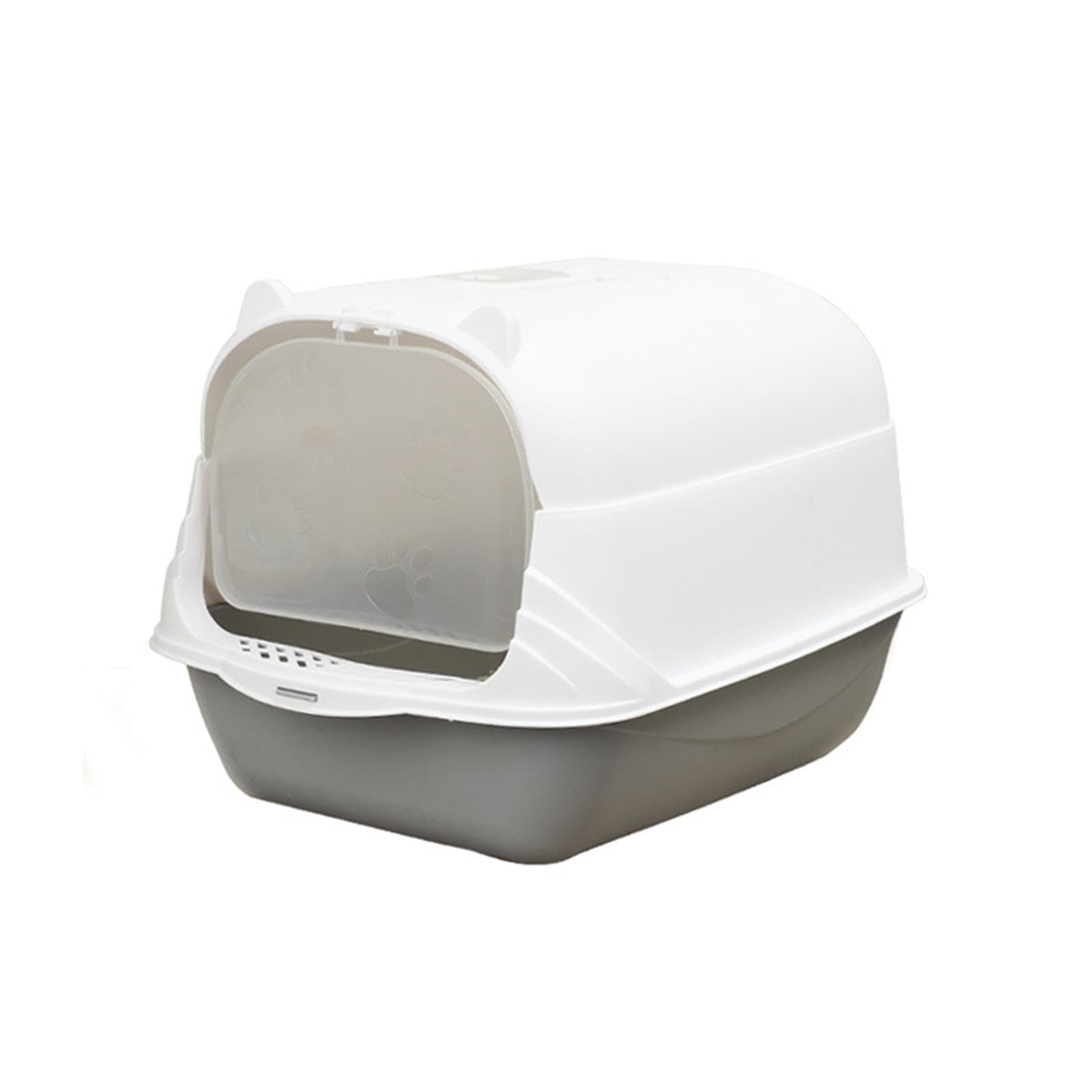 Katzenklo Geschlossene Katzentoilette Haubentoilette Katzenstreu Box mit Schaufel Enclosed Tragbare Toilettenschale Dicht Schließende Tür, GRAU