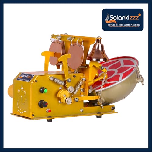 Image of God-Mantras, Shankh & Mayur Sound Fully Automatic Electric Mini Aarti Machine With Nagara, 2-Bells & Jalar For Home Temple, Satsang Or Pooja Room (Deluxe)