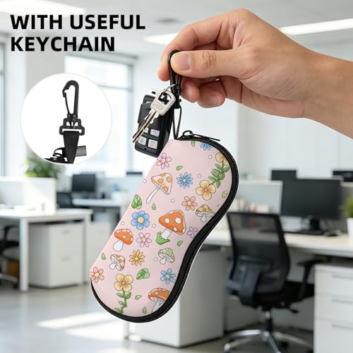 Image of Sunglasses Soft Case, Cute Ultra Light Portable Neoprene Zipper Eyeglass Glasses Case with Belt Clip for Men Women