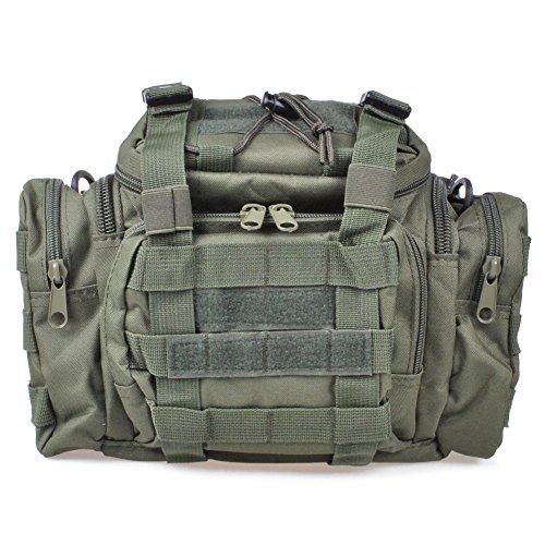 Dr.Fish Bolsa Impermeable para Pesca, Caza o Ciclismo, riñonera y Bandolera, diseño de Camuflaje marrón y Verde, Verde