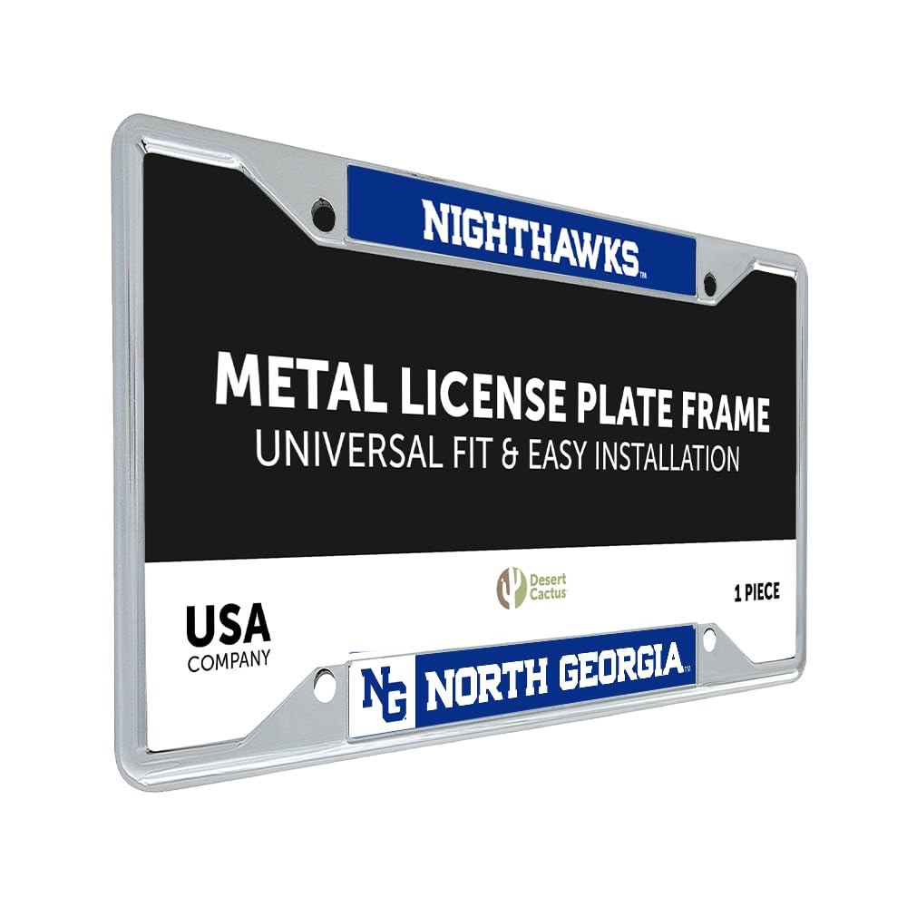 Desert Cactus University of North Georgia License Plate Frame UNG Nighthawks Metal Car Tag Holder for Front or Back of Car Officially Licensed (Mascot