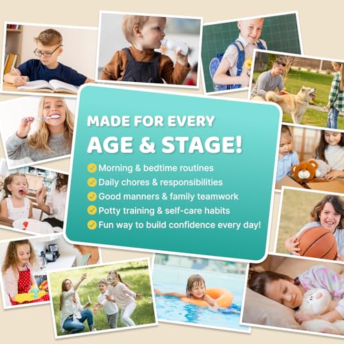Image of Dry Erase 4 in 1 Chore Chart for Multiple Kids - Magnetic Routine Chart with Slider Cute Chore Stickers, Visual Schedule for Kid with Autism to Do List Checklist for Kids