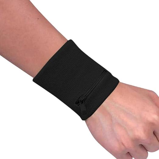 Wrist Sweatband Wrist Wallet Wristband Pocket w/Zipper