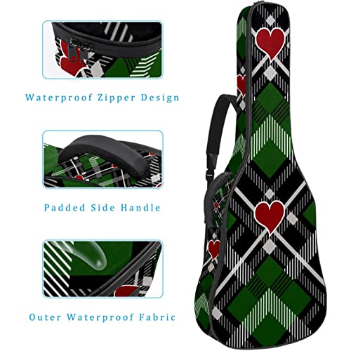 Housse de transport rembourrée en tissu Oxford imperméable avec bandoulière réglable Motif écossais avec cœurs - Les Beatles, Paul McCartney, John Lennon, RIngo Starr, George Harrison Housse de transport rembourrée en tissu Oxford imperméable avec bandoulière réglable Motif écossais avec cœurs – Image 5
