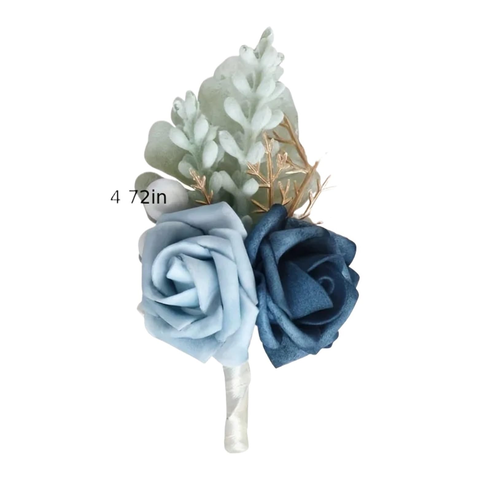 Ansteckblume Luxuriöse blaue Rose Hochzeit Handgelenk Corsage Boutonniere Set schickes Accessoire for die Braut-Bräutigam-Party(6PCS Boutonniere)