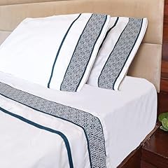 16- Teal Embroidered White Sheet