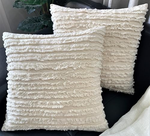 Image of mosey Cushion Covers 20 inch x 20 inch Cotton Set of 2 | Boho Cushion Cover 20x20 for Sofa | Natural Blue Throw Pillow Cover 50cm x 50cm