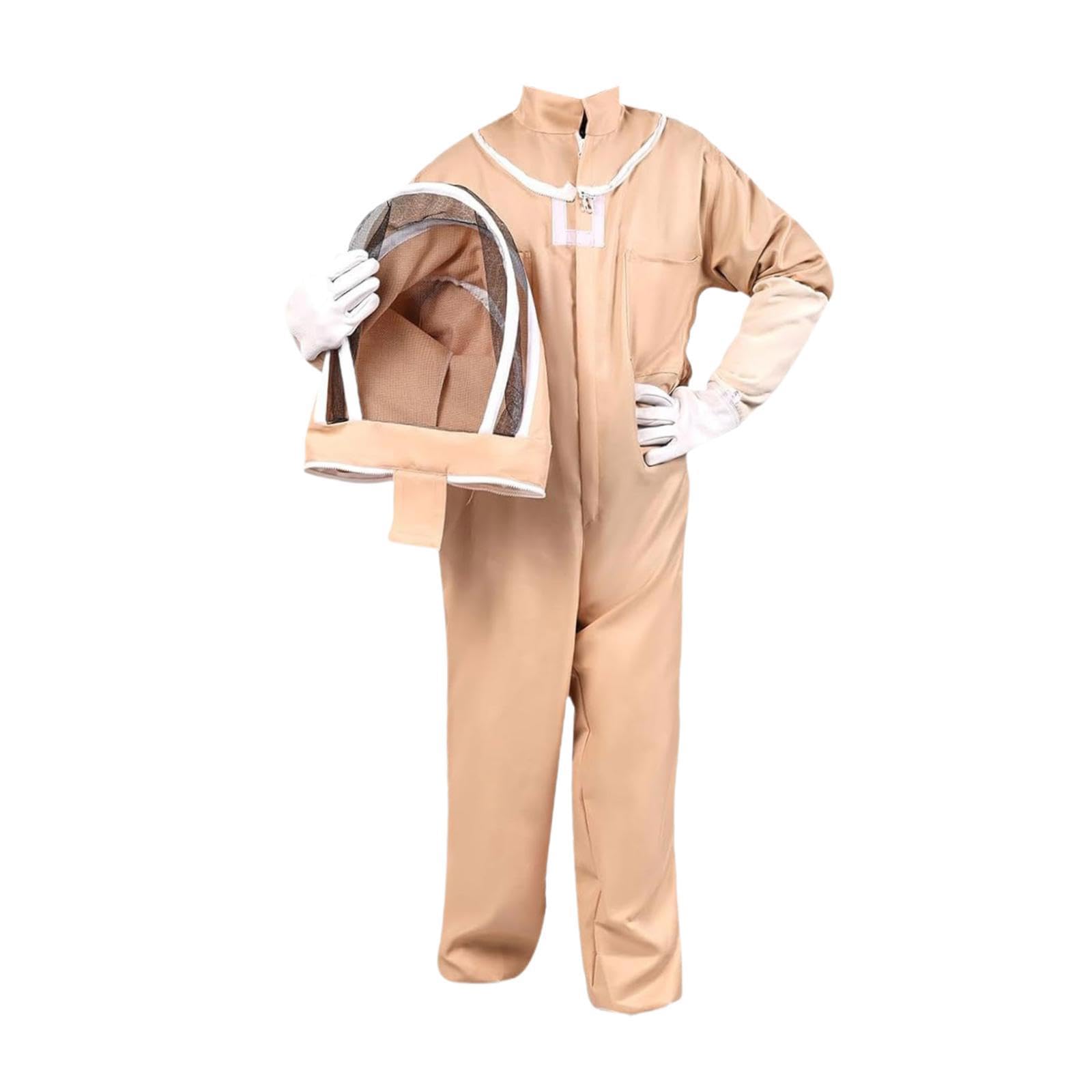 Oshhni Costume da Apicoltore con Guanti e Cappuccio ventilato, Tuta da Apicoltore in Cotone Traspirante, XL