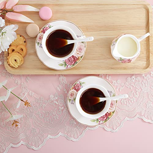 Fanquare FKT0529P European Porcelain Coffee Set, Pink Women Tea Set thumb #3