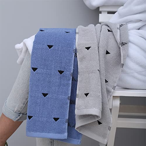 Straw Grey White Blue Triangle Geometric Cotton Water Absorption Hotel Face Towel Or Hand Towel (Color : B, Size : 34X74Cm) #TOP2
