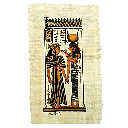 Papyrus original égyptien peint main, idée cadeau art Nefertari 25x52 cm