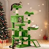 YITAHOME 190 cm Tall Heavy Duty Cat Trees for Large Cats, Sturdy 75inch Maine Coon Cat Tower for Indoor Cats Large Adult with Scratching Post, Hammock, Cat Condo for Adult Cats Kittens, Green