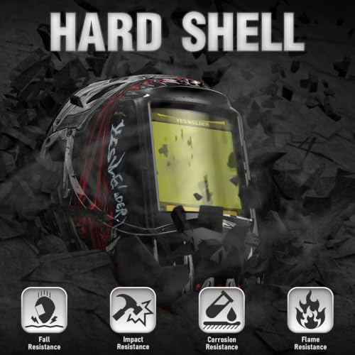 Image of YESWELDER Large View Auto Darkening Welding Helmet, Blue Light Blocking, 1 /1 /1 /1 True Color Solar Powered Welder Hood Mask with 4 Arc Sensors, Wide Shade 3 /5-9 /9-13 for TIG MIG ARC Cut and Grind