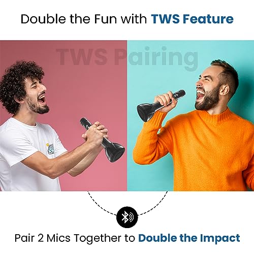 Image of pTron Fusion Sing 5W Wireless Speaker with Karaoke Mic, 12Hrs Playtime, Record Songs, Lightweight Handheld Design, Bluetooth v5.0, Aux Play /mSD Play /USB Play & Media Controls (Midnight)