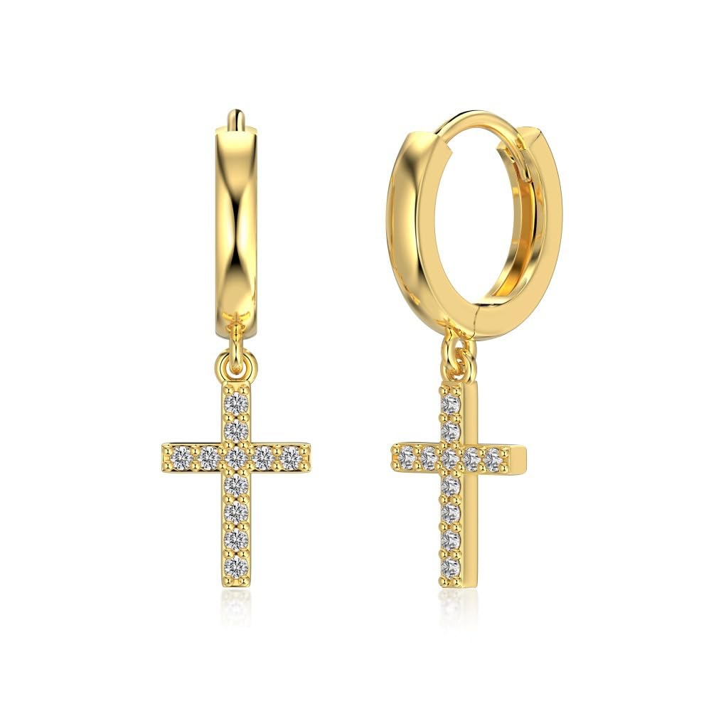 Croce orecchini in argento 925 pendente zirconi Elegante stile di personalità Regali da indossare tutti i giorni per lei