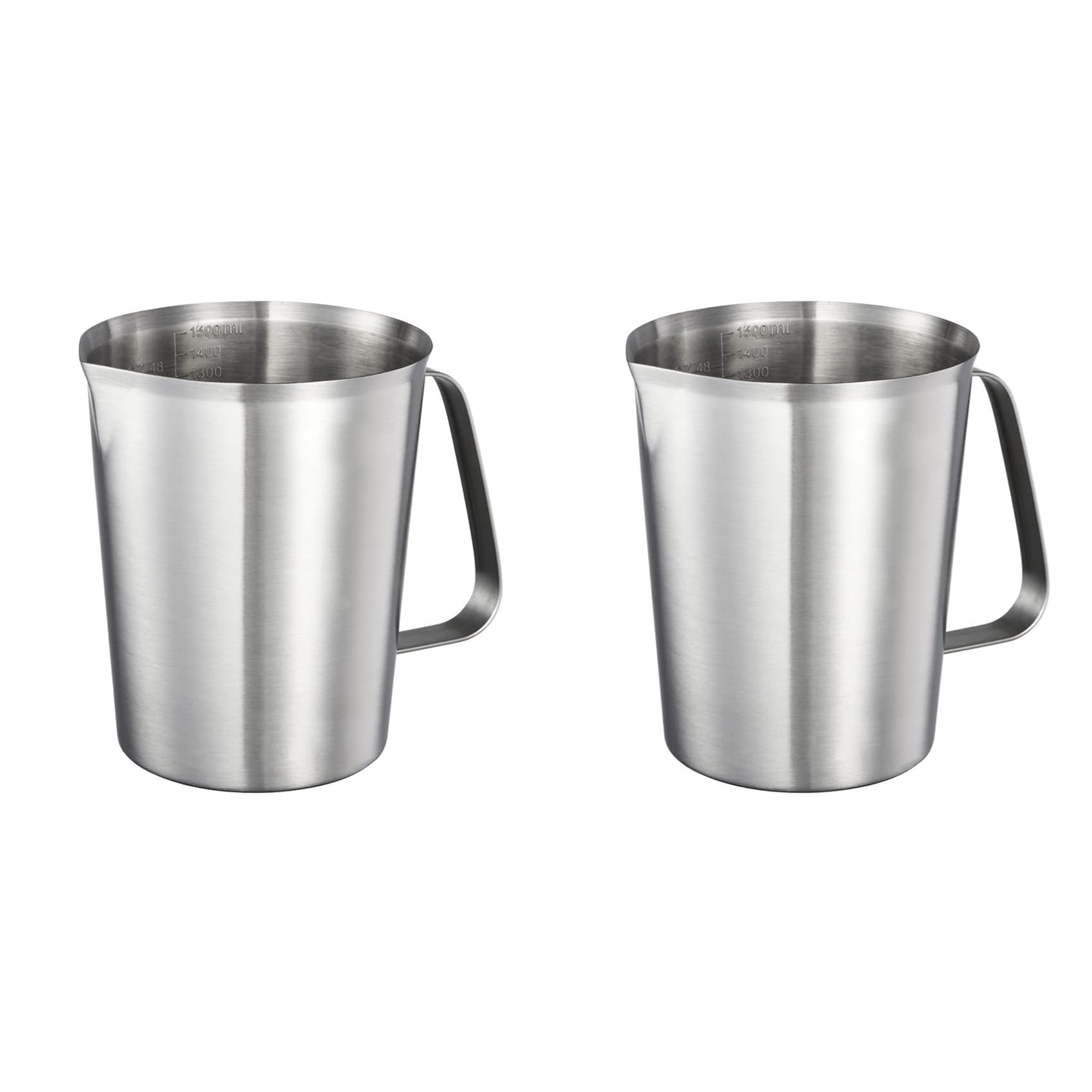 Vjsujehgy 2X 304 Stainless Steel Measuring Cup with Handle and Pour Lip, Metal Pitcher with Oz and ML Marking, 48OZ/1500 ML-6 Cup