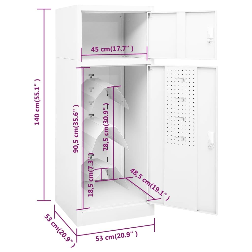 Genérico Armario para sillas de Montar Acero Blanco 53x53x140 cm,Equitación,Accesorios para riendas de Caballos,Accesorios para sillas de Montar,Soportes para sillas de montar-339599