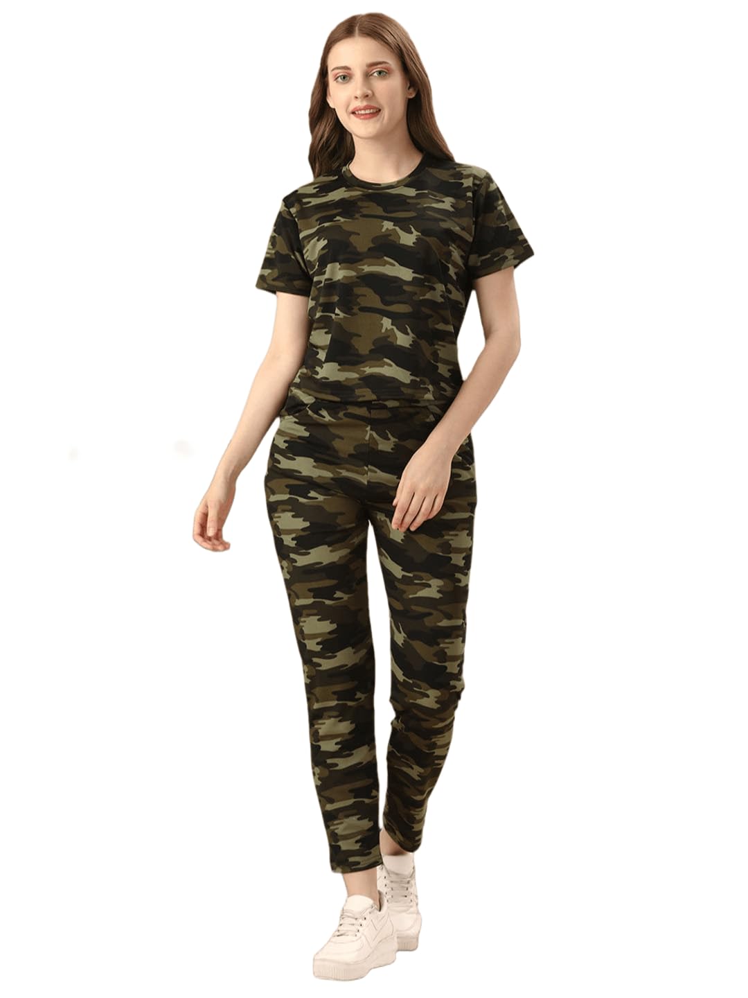 GBM TRENDZ Women Camouflage Tracksuit Co-Ord Set, Short Sleeve T-Shirt and Track Pants, Gym and Jogging Activewear, Ladies Exercise Outfit, GBM TRENDZ_TS-1011-image-39