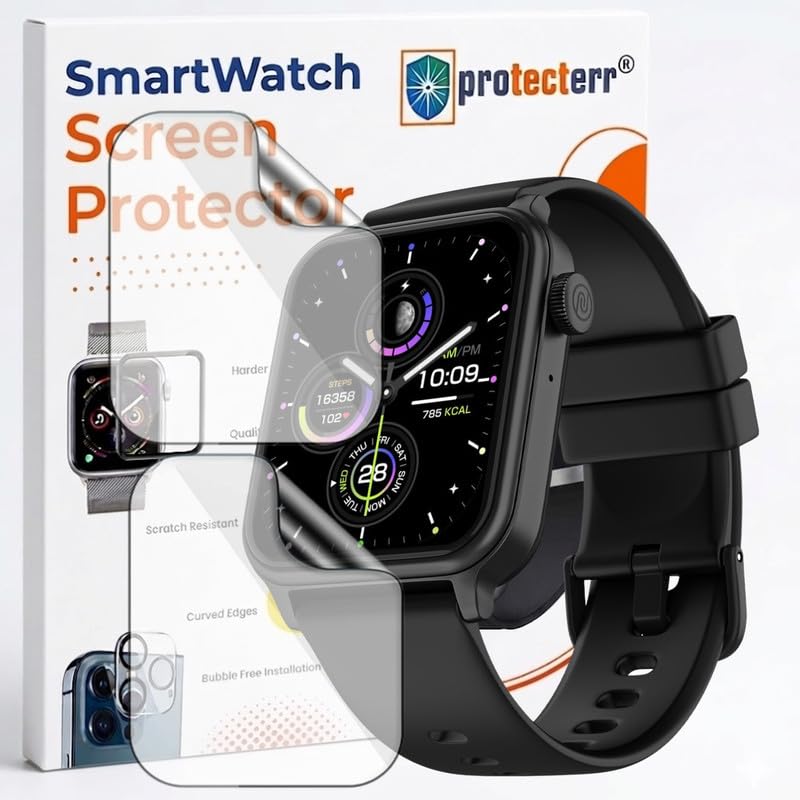 Image of 2-Pack Screen Protector for Noise Pulse Hyper 1.85 inch Smartwatch - Flexible TPU Screen Guard, HD Clear, Anti Scratch, Bubble Free, Full Coverage Film - Not Tempered Glass