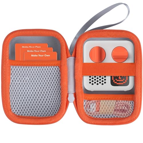 Image of Lebakort Hard Case Compatible with Yoto Mini Kids Audio Music Player Children Speaker Plays Audiobook Cards Radio (Off White + Orange Case)