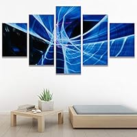 SIGNWIN 5 Panel Canvas Wall Art Modern Art Abstract Closeup Geometric Lights Mixed Media Modern Multicolor for Home Decorations Ready to Hang - 60