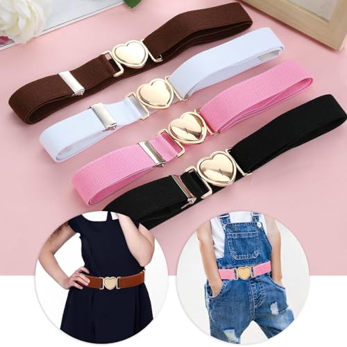 Waist Belt, Elastic Waist Belt for Girls Kids Decorative Waist Cincher Heart Shaped Buckle Adjustable Dress Waistband for Children2