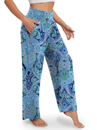 Image of Gracyoga Wide Leg Yoga Pants for Women Casual Loose Cozy Sweatpants High Waisted Lounge Pajama Flowy Pants With Pockets