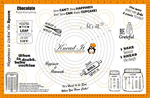 Knead It Silicone Pastry Baking Mat Large 15"x23" with Measurements for Rolling Dough