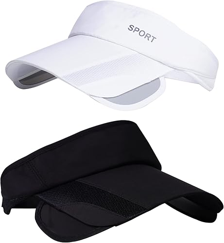 Paquete de 2 sombreros de verano con visera para el sol, ajustable, para mujer, protección UV, con ala retráctil, viseras de tenis, multicolor,