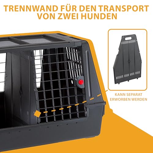 Ferplast Hundebox Auto, Atlas CAR Scenic 80 SE, extra Belüftung, Ablagefach, Doppelte Schiebeöffnung mit Sicherheitshaken L 82 x W 51 x H 61 cm – Max 20 kg