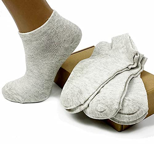 Men's Flax Linen Ankle Socks Quick-Drying Finely Made Mesh-knitted (S, 3-pack)
