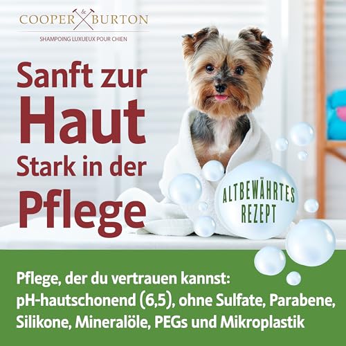 COOPER & BURTON Teebaumöl Hundeshampoo SPARSET 2X 500ml | Shampoo für Hunde gegen Juckreiz Flöhe Zecken Milben Fellpflege & Fellglanz Pflegend | pH-hautschonend für alle Felltypen