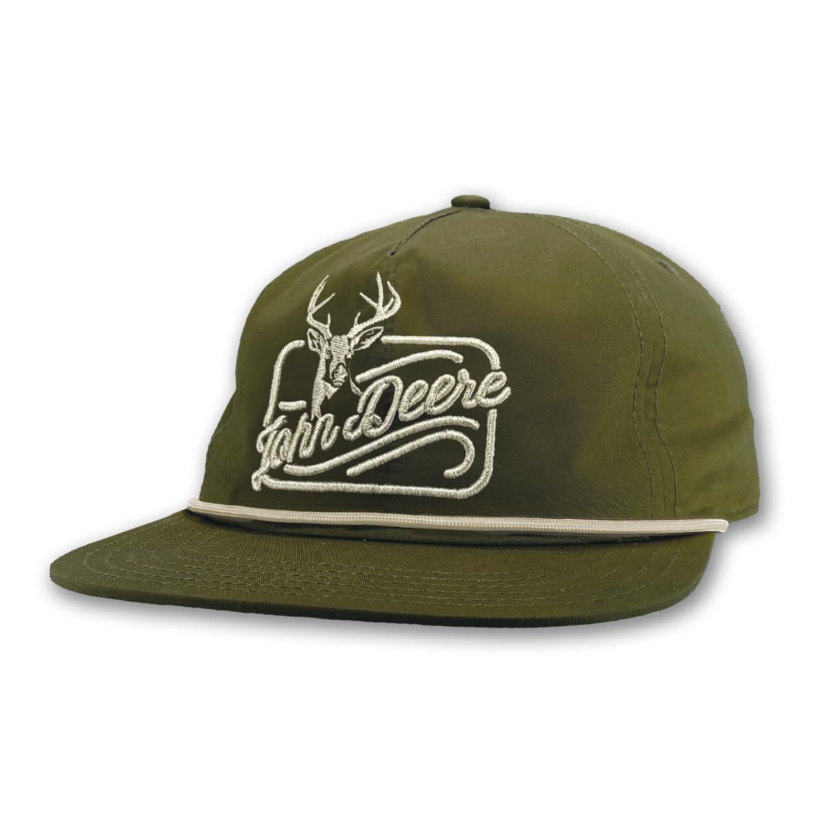 John Deere Snapback Cap, Olive Green, Embroidered Deere Script Logo, 5-Panel Construction, Olive Green, One Size