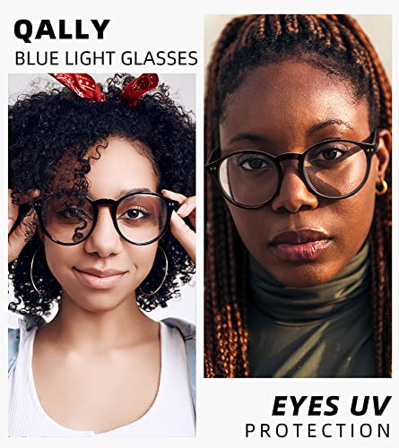 Image of Womens Round Blue Light Blocking Glasses Anti Eye Strain Glasses Clear Lens Computer Eyeglasses with Filter UV Light