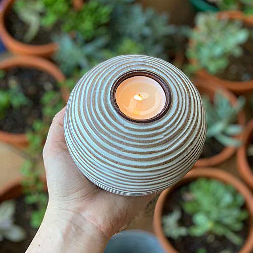 Tuva Orb Candle Holders (Gift Boxed Set of 2), Table Centerpieces for Dining or Living Room, Spa, Bathroom, Kitchen Counter, Mantle or Coffee Table Decor (Light Brown and White) - Image 8