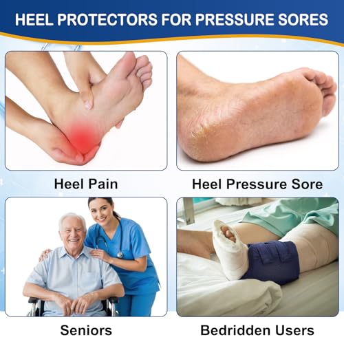 Image of Novabright 2 Pcs 3D Heel Protectors Foot Wedge Pillows Support Boot Bed Sore Pillow for Pressure Sores Bedridden Patients Relief Pressure Ankle Ulcers (Navy Blue)