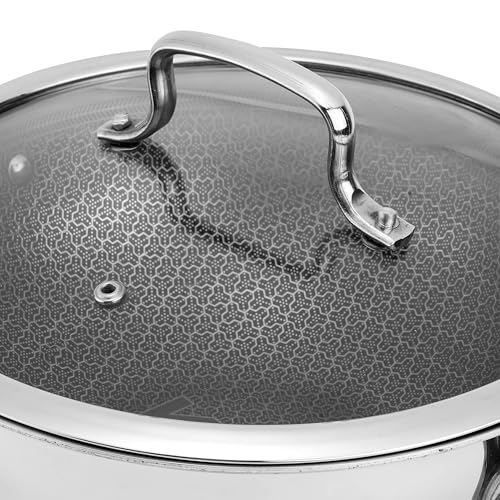 Image of Kraft Futuretec Pro Triply Honeycomb Kadai with Glass Lid - 2.5 litres, 22 cm | Stainless Steel Kadai for Cooking | Stick-Resistant Hexa Design | Metal Spatula Safe | Induction & Gas Compatible