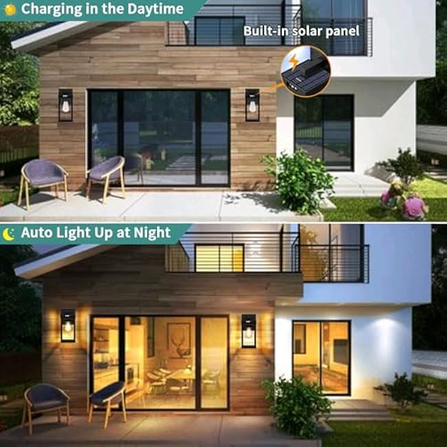 Solar Wall Lights Solar Wall Sconce Porch Light 5.8 x 5.8 x 13.58 in