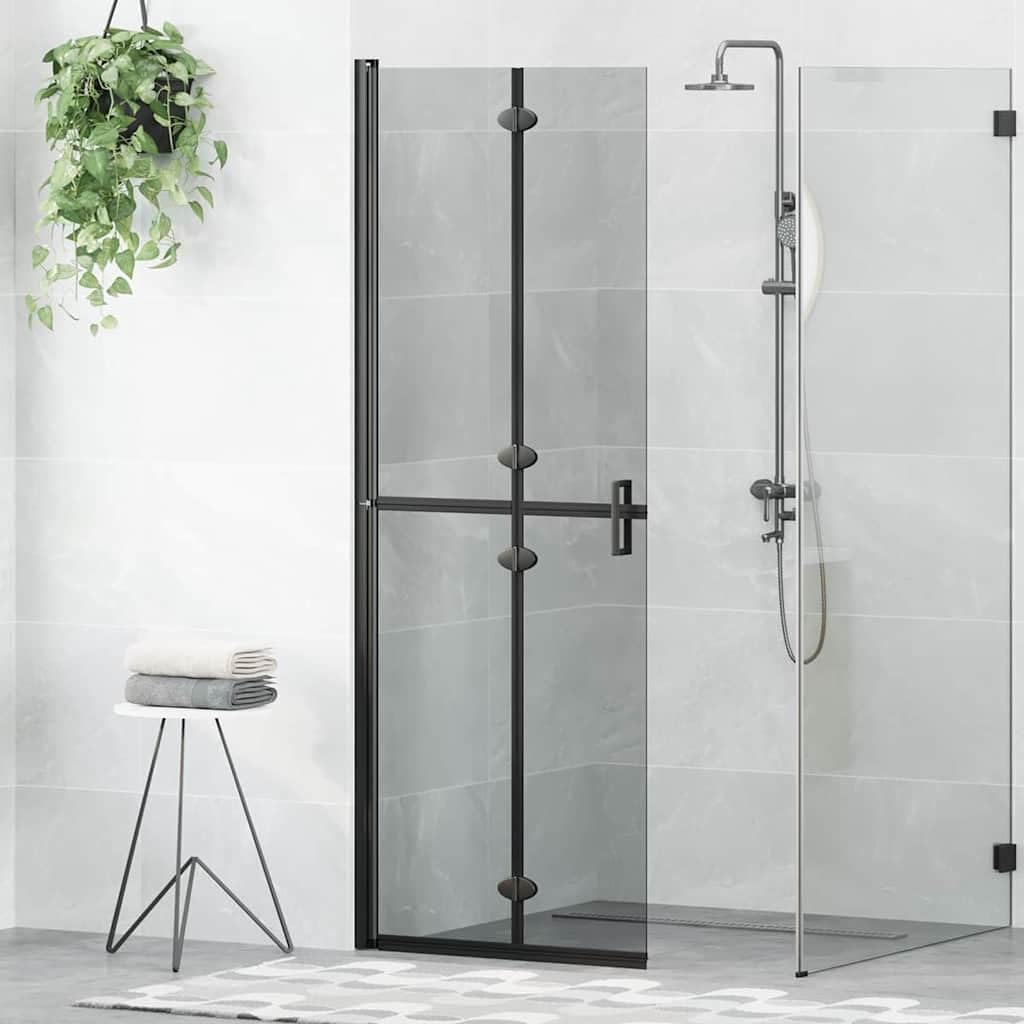 Parete Doccia Walk-In Nero in Alluminio e Vetro Temperato 70x6,5x190cm Pieghevole con Paraspruzzi e Stabile Divisorio per Vasca e Doccia