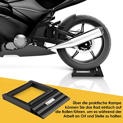 Ejoyous Ayuda de de La Rueda Trasera de Motocicleta, Aluminio Ayuda de de La Rueda de Motocicleta Ayuda de Limpieza de Neumáticos Traseros Rodillo de Limpieza para El Cuidado de La Cadena para Tra