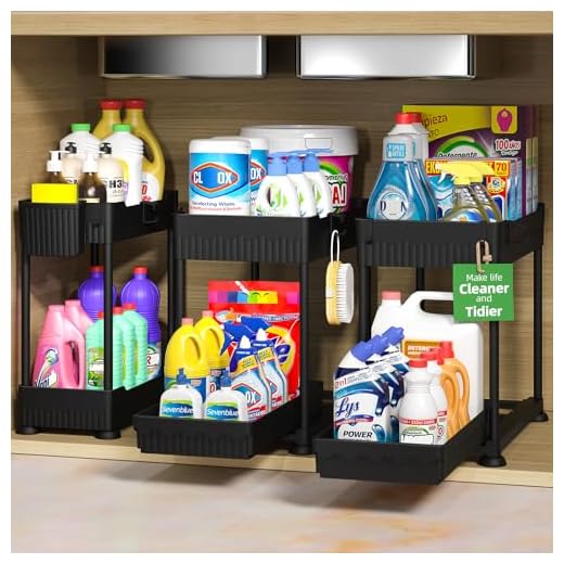 Sevenblue 3-Pack 2-Tier Under Sink Organizers with Sliding Drawers