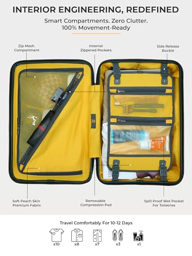 Image of EUME Classic Check-in Medium 65 Cm and Check-in Large 75 Cm Luggage Trolley Bags for Travel - Set of 2 (Violet Ash) | Polycarbonate (PC) 8 Hinomoto Wheels Suitcase | Travel Bags for Luggage Trolley